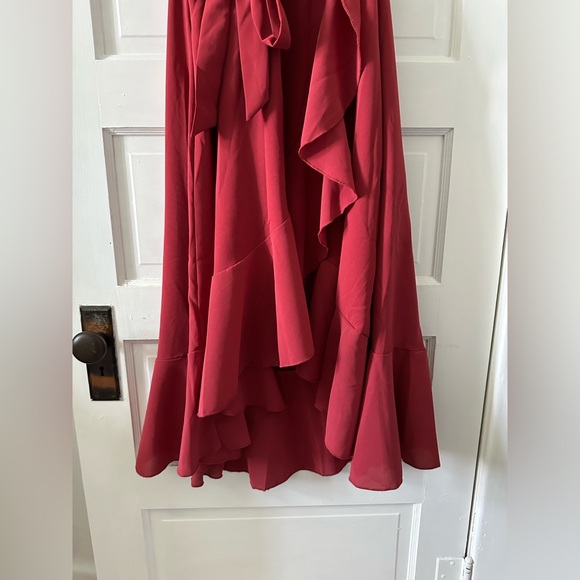 Women’s Ruffle Trim Belted Wrap Dress - Picture 5 of 5